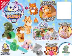 SNAPPY PLUSH - PELUCHES ACCROCHABLES ANIMAUX ASST